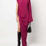 Rick Owens Fuchsia Sculptural Asymmetric MaxiLength Dress