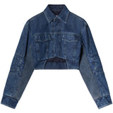 Off White Blue Cutout Denim Jacket