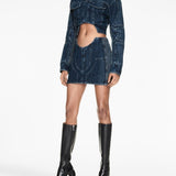 Off White Blue Cutout Denim Jacket