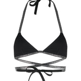 Heron Preston Black Rhinestone Bikini Top