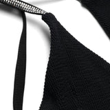 Heron Preston Black Rhinestone Bikini Top