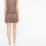 Saint Laurent Taupe Draped Ruched Minidress