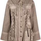 Blumarine Light Brown Eyelet Denim Jacket