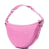 By Far Pink Crocodile Shoulder Bag