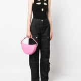 By Far Pink Crocodile Shoulder Bag