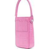 By Far Pink Crocodile Effect Mini Tote