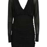 Saint Laurent Ruched V Neck Dress