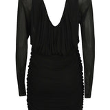 Saint Laurent Ruched V Neck Dress