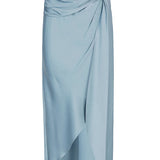 Jonathan Simkhai Blue Ruched Asymmetrical Skirt