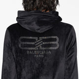 Balenciaga Crystal embellished velvet zip-up hoodie