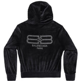 Balenciaga Crystal embellished velvet zip-up hoodie
