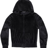 Balenciaga Crystal embellished velvet zip-up hoodie