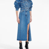 Alexander McQueen denim midi skirt