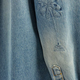 Palm Angels Blue Embroidered Flight Jacket