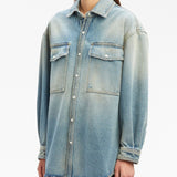 Palm Angels Blue Embroidered Flight Jacket