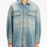 Palm Angels Blue Embroidered Flight Jacket