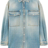 Palm Angels Blue Embroidered Flight Jacket