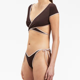 Palm Angels Brown Wrap Bikini Top
