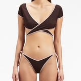 Palm Angels Brown Wrap Bikini Top