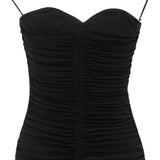 Saint Laurent Black Strapless Ruched Top