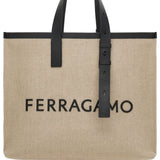 Ferragamo logo-embossed leather tote bag