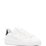 Golden Goose White Navy Star Patch Sneakers Lace Up