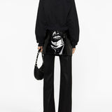 Off White Printed Crop Sweatshirt