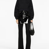 Off White Printed Crop Sweatshirt