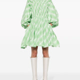 Jil Sander Green Plaid Mini Dress