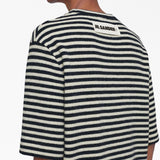 Jil Sander Grey Stripe Round Neck T-Shirt