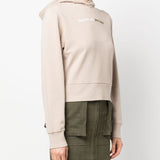 Palm Angels Beige Logo Print Hoodie