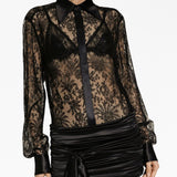 Dolce Gabbana Black Sheer Lace Shirt