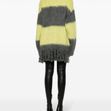 Etro Yellow Grey Striped Fringed Cardigan
