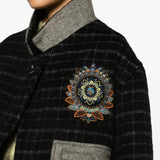 Etro Black Floral Embroidered Cropped Jacket
