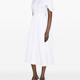 Alexander McQueen White Midi Dress Ruched Detail