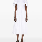 Alexander McQueen White Midi Dress Ruched Detail