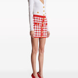 Balmain Poppy Red Gingham Miniskirt