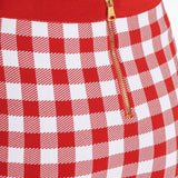Balmain Poppy Red Gingham Miniskirt
