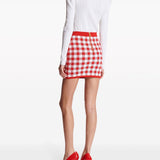 Balmain Poppy Red Gingham Miniskirt