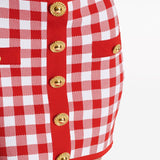 Balmain Poppy Red Gingham Miniskirt