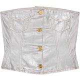 Ganni Silver Foil Denim Corsage