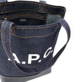 APC DarkBlue LogoPrint Tote LeatherTrim OpenTop TopHandles