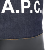APC DarkBlue LogoPrint Tote LeatherTrim OpenTop TopHandles