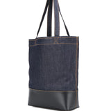 APC DarkBlue LogoPrint Tote LeatherTrim OpenTop TopHandles