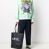 APC DarkBlue LogoPrint Tote LeatherTrim OpenTop TopHandles