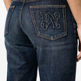 Palm Angels Blue Embroidered Logo Jeans