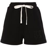 Palm Angels Jet Black Embroidered Shorts