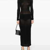 Saint Laurent Charcoal Cowl Neck Dress