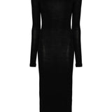 Saint Laurent Charcoal Cowl Neck Dress
