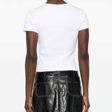 Blumarine White Cropped Crew Neck T-Shirt